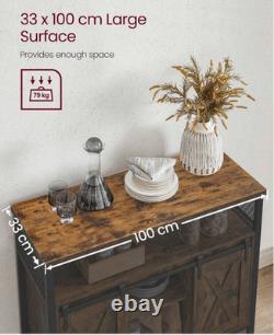 VASAGLE Industrial Storage Sideboard Rustic Cabinet Vintage Metal Console Table