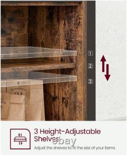 VASAGLE Industrial Storage Sideboard Rustic Cabinet Vintage Metal Console Table