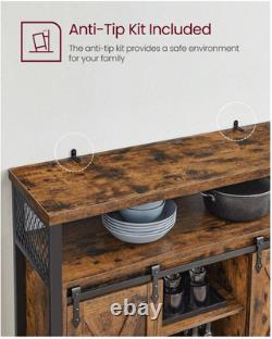 VASAGLE Industrial Storage Sideboard Rustic Cabinet Vintage Metal Console Table