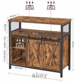 VASAGLE Industrial Storage Sideboard Rustic Cabinet Vintage Metal Console Table