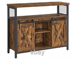 VASAGLE Industrial Storage Sideboard Rustic Cabinet Vintage Metal Console Table