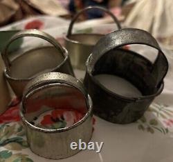 VINTAGE 1950s TALA GREEN CREAM KITCHEN ENAMEL TIN 4 NESTING PASTRY CUTTERS RETRO