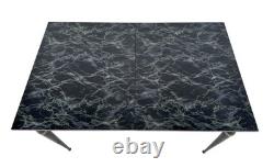 VINTAGE RETRO FORMICA BLACK BRASS ITALIAN EXTENDING KITCHEN DINING TABLE 1950s