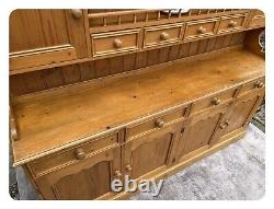 VINTAGE SOLID PINE WELSH DRESSER 4x SPICE DRAWERS CARVED PELMET DOVETAILED DRAWS