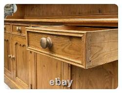 VINTAGE SOLID PINE WELSH DRESSER 4x SPICE DRAWERS CARVED PELMET DOVETAILED DRAWS