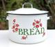 Vtg 60s 70s Enamel Bread Bin Pot White Red Floral Retro Made In Poland 11 Tall
