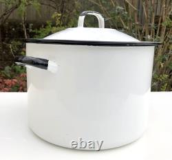 VTG 60s 70s Enamel Bread Bin Pot WHITE Red Floral Retro Made In POLAND 11 Tall