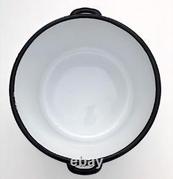 VTG 60s 70s Enamel Bread Bin Pot WHITE Red Floral Retro Made In POLAND 11 Tall