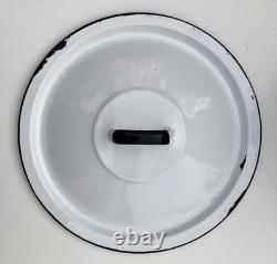 VTG 60s 70s Enamel Bread Bin Pot WHITE Red Floral Retro Made In POLAND 11 Tall