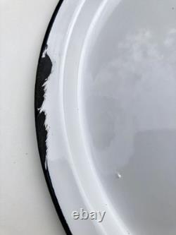 VTG 60s 70s Enamel Bread Bin Pot WHITE Red Floral Retro Made In POLAND 11 Tall