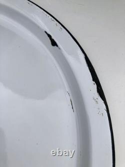 VTG 60s 70s Enamel Bread Bin Pot WHITE Red Floral Retro Made In POLAND 11 Tall