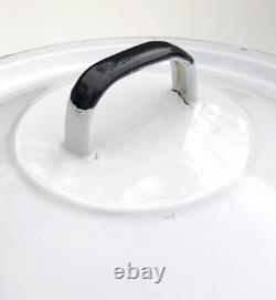 VTG 60s 70s Enamel Bread Bin Pot WHITE Red Floral Retro Made In POLAND 11 Tall