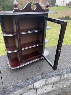 VTG French Wood Curio Cabinet Glass Door Tabletop Or Wall Hanging 17x14x4.5