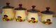 Vtg Mcm Mushroom Canisters, Set 4, Double Sided Design, Original Lids 545