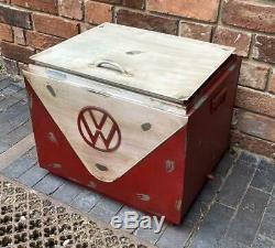 VW Camper Van Drinks Cooler Ice Box Vintage Retro Style Metal Red