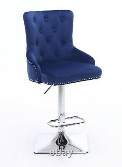 Velvet Swivel Bar Stool Button High Back Kitchen/Dining/Breakfast Chair Seat