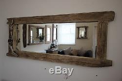 Very Large Rustic Distressed Driftwood Wood Farnhouse mirror