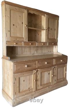 Very Large Rustic Vintage Antique Pine Country Kitchen Dresser Freestanding Unit