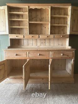 Very Large Rustic Vintage Antique Pine Country Kitchen Dresser Freestanding Unit