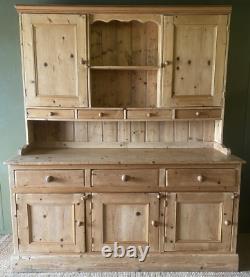 Very Large Rustic Vintage Antique Pine Country Kitchen Dresser Freestanding Unit