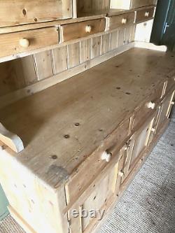 Very Large Rustic Vintage Antique Pine Country Kitchen Dresser Freestanding Unit