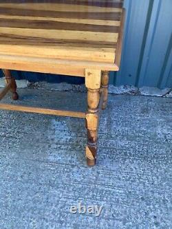 Very Unusual Vintage Brown Wooden Dining Kitchen Table