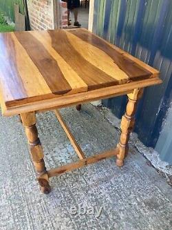 Very Unusual Vintage Brown Wooden Dining Kitchen Table