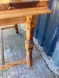 Very Unusual Vintage Brown Wooden Dining Kitchen Table
