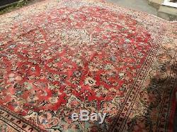 Very large antique vintage rug carpet wool 414 x 310 cm pers ian saro=uk