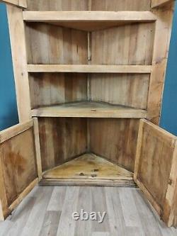 Victorian Pine Corner Cupboard Large Vintage Farmhouse Country Kitchen Pantry