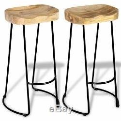 VidaXL 2x Solid Mango Wood Gavin Bar Stools Home Kitchen Dining Room Chair