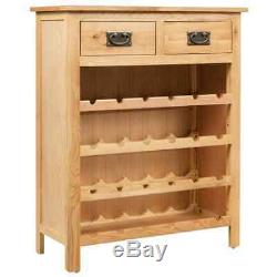 VidaXL Solid Oak Wood Wine Cabinet Drink Bottle Storage Organiser Holder Rack