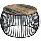 Vidaxl Solid Wood Coffee Table Round Reclaimed 68x43 Cm Telephone Stand Coffee