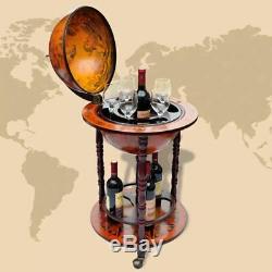 VidaXL Wooden Globe Bar Wine Stand Antique Retro Style Drink Bottle Organiser