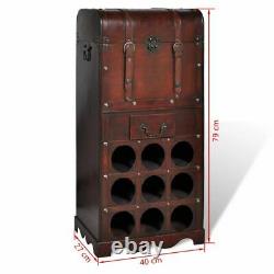 VidaXL Wooden Wine Rack for 9 Bottles with Storage Drink Bar Cabinet Holder