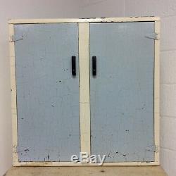 Vintage 1940s Metal Kitchen Cupboard With Metal Top & Matching Wall Cupboard