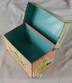 Vintage 1950's Pink Retro Atomic Mid Century Recipe Holder Box Kitchen Decor