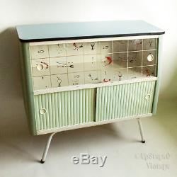 Vintage 1950s Blue Formica Topped Free Standing Kitchen Unit Cocktail Cabinet