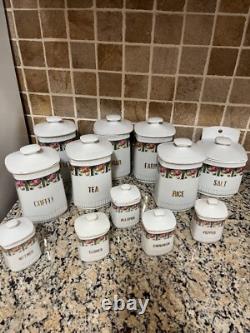 Vintage 1950s German Floral Canister Set Full 12-Piece Retro Kitchen Decor