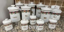 Vintage 1950s German Floral Canister Set Full 12-Piece Retro Kitchen Decor