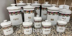 Vintage 1950s German Floral Canister Set Full 12-Piece Retro Kitchen Decor