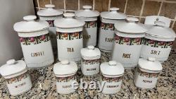 Vintage 1950s German Floral Canister Set Full 12-Piece Retro Kitchen Decor
