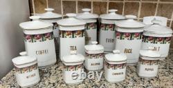 Vintage 1950s German Floral Canister Set Full 12-Piece Retro Kitchen Decor