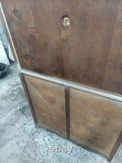 Vintage 1950s Hoosier-Style Kitchen Cabinet Cupboard Green & Cream Wood F304