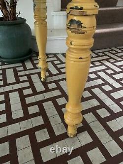 Vintage 1950s Yellow kitchen table with drawers, Farmhouse Retro