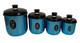 Vintage 1960's Jason Lot Of 4 Blue Anodised Aluminium Retro Kitchen Canisters