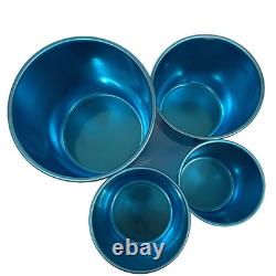 Vintage 1960's Jason Lot of 4 Blue Anodised Aluminium Retro Kitchen Canisters