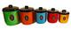 Vintage 1960's Set Of 5 Colourful Anodised Aluminum Kitchen Canisters Model Maid