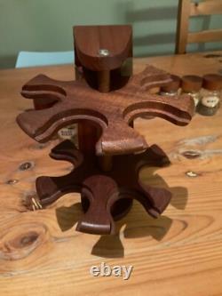 Vintage 1960's Teak Wall Mounted Rotating Spice Rack