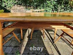 Vintage 1960s Ercol Rectangular Wooden Kitchen Table with 4 Matching Chairs